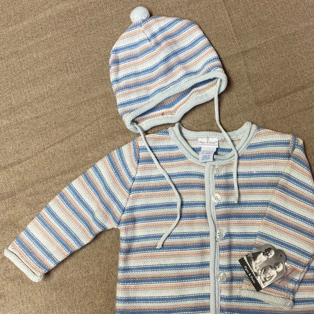 Piper & Posie 12 mo. Knit Hat and Button Down Sweater Unisex